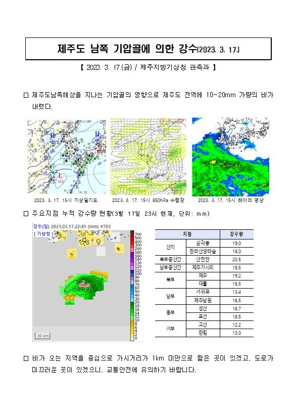 23.3.17.제주도 강수량 현황.JPG