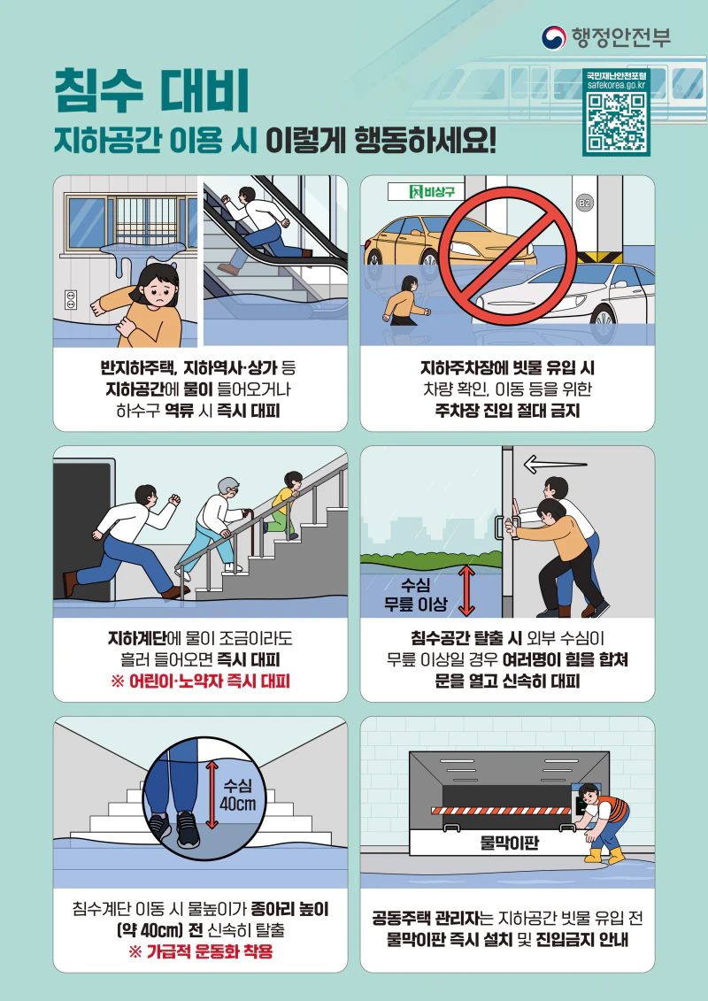 행정안전부 국민행동요령 침수/차량