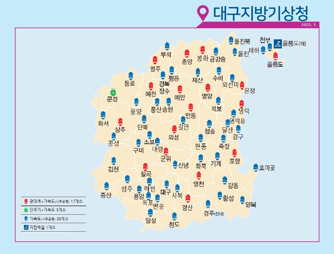 대구지방기상청 지진관측망도
