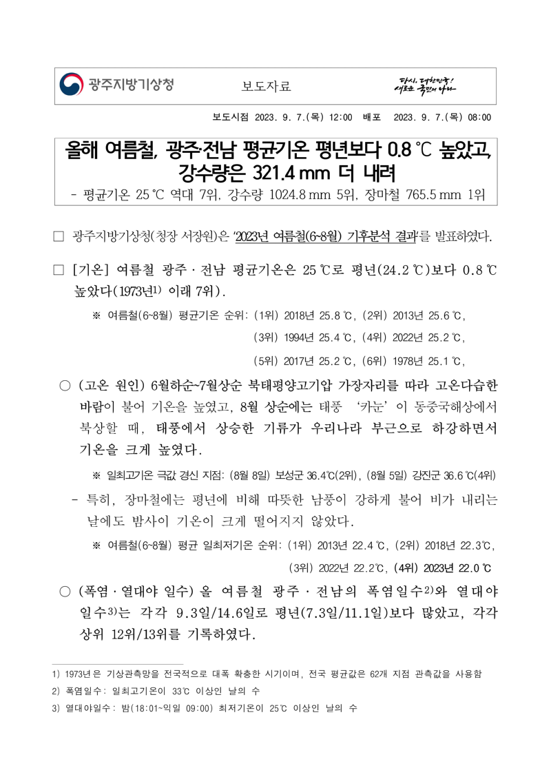 20230907_보도자료_2023년 여름철 기후특성_광주청_1.png
