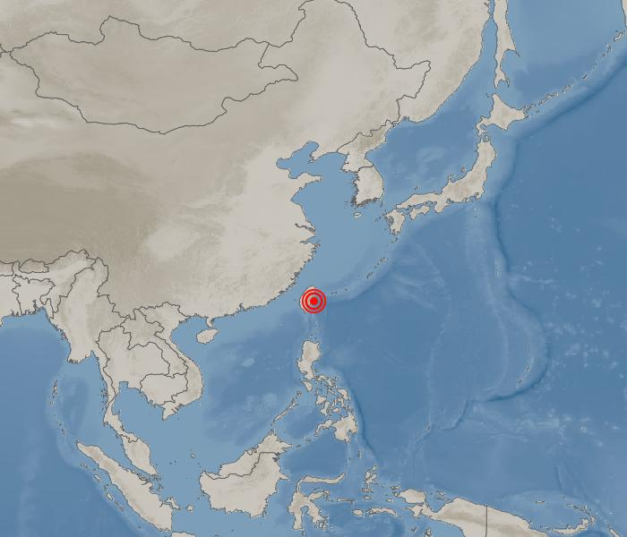 대만 화롄현 남쪽 68km 해역 지도