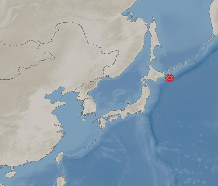 일본 홋카이도 아사히카와시 동남동쪽 344km 해역 지도
