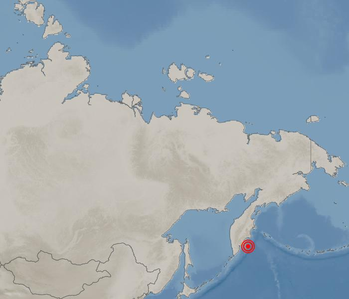 러시아 캄차카반도 페트로파블롭스크-캄차츠키 동쪽 165km 해역 지도