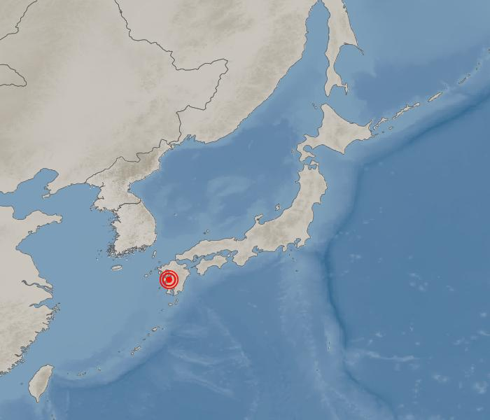 일본 구마모토현 구마모토시 남남서쪽 53km 해역 지도