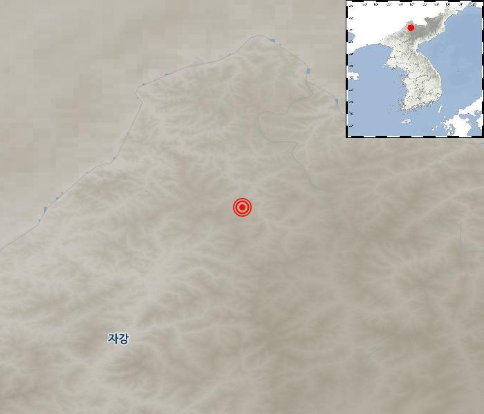북한 자강도 낭림 북서쪽 35km 지역 지도