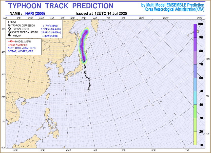 Typhoon track prediction image (Click to view other sized image.)