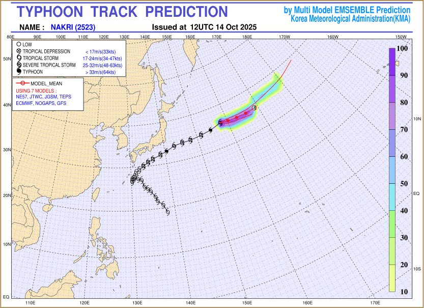 Typhoon track prediction image (Click to view other sized image.)