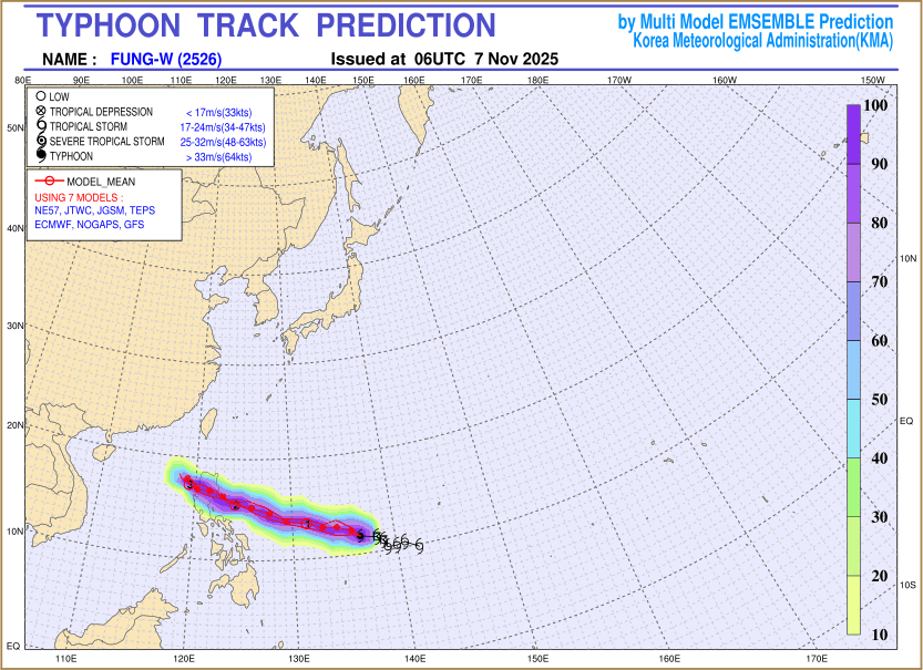 Typhoon track prediction image (Click to view other sized image.)