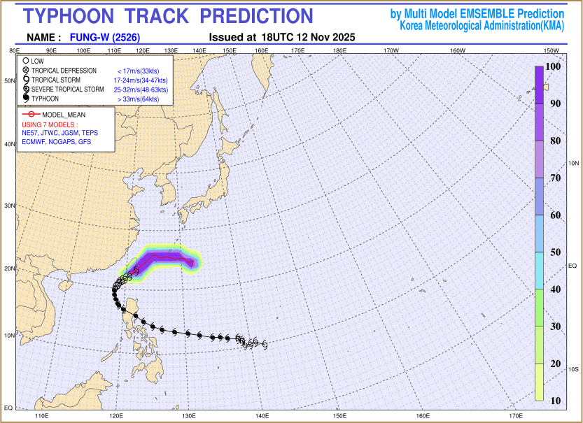 Typhoon track prediction image (Click to view other sized image.)