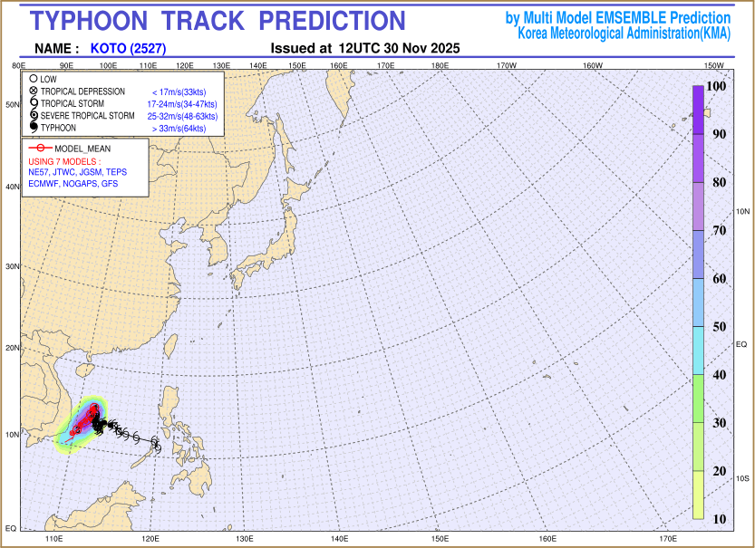 Typhoon track prediction image (Click to view other sized image.)