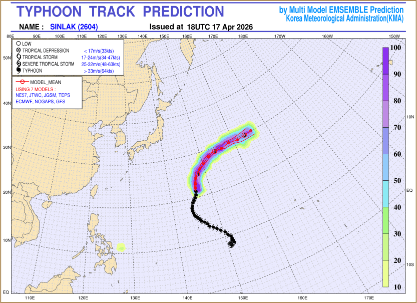 Typhoon track prediction image (Click to view other sized image.)