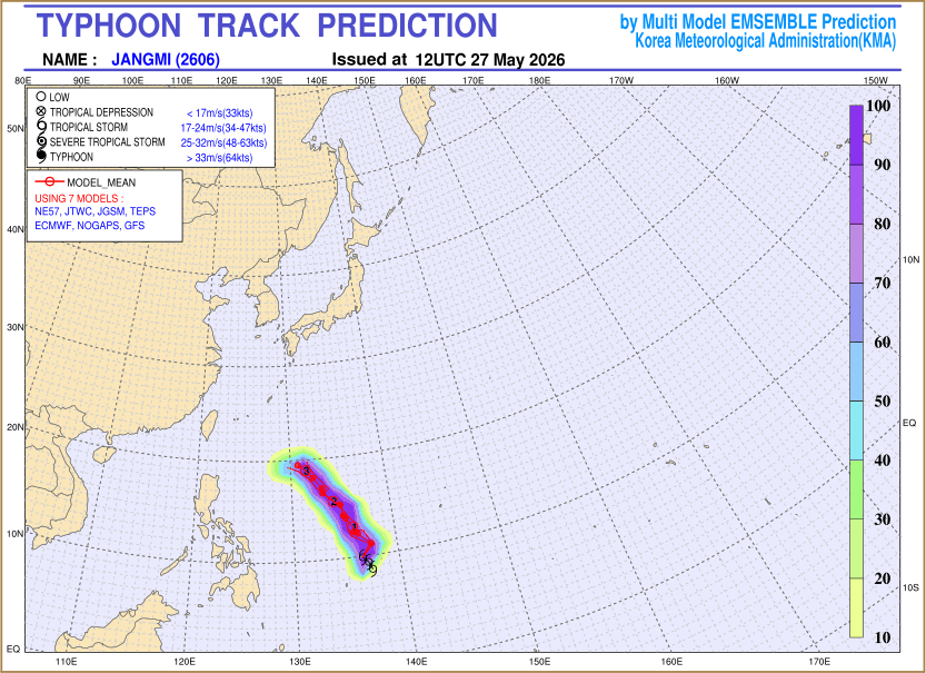 Typhoon track prediction image (Click to view other sized image.)