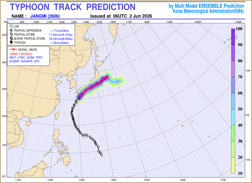 Typhoon track prediction image (Click to view other sized image.)