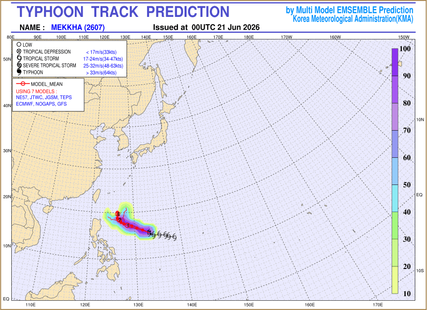 Typhoon track prediction image (Click to view other sized image.)