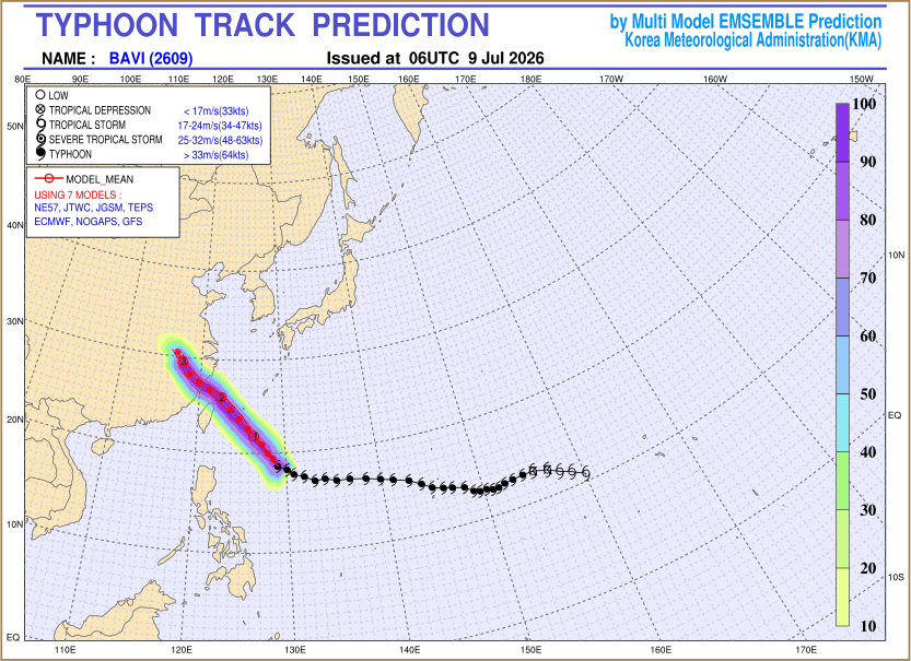 Typhoon track prediction image (Click to view other sized image.)