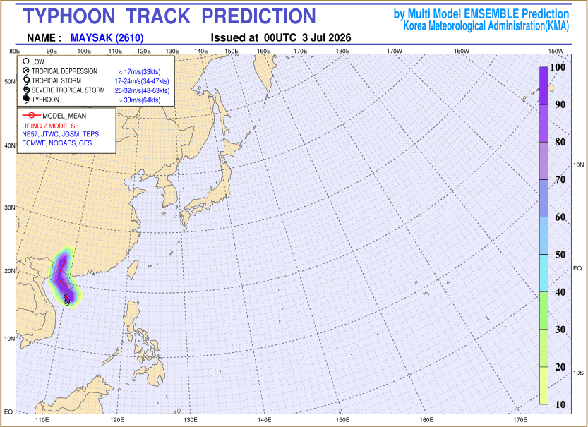 Typhoon track prediction image (Click to view other sized image.)