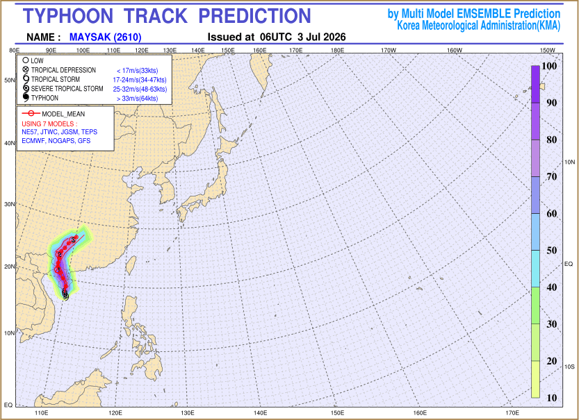 Typhoon track prediction image (Click to view other sized image.)