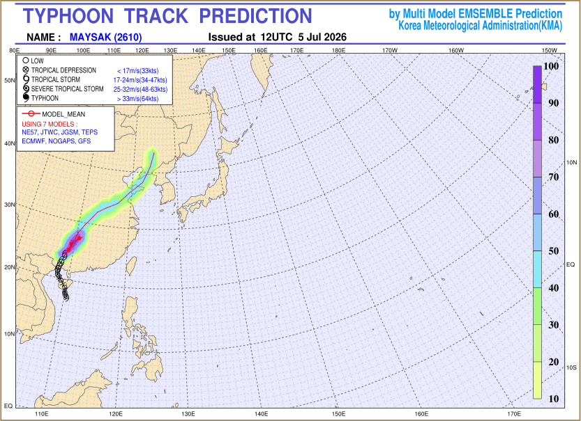 Typhoon track prediction image (Click to view other sized image.)