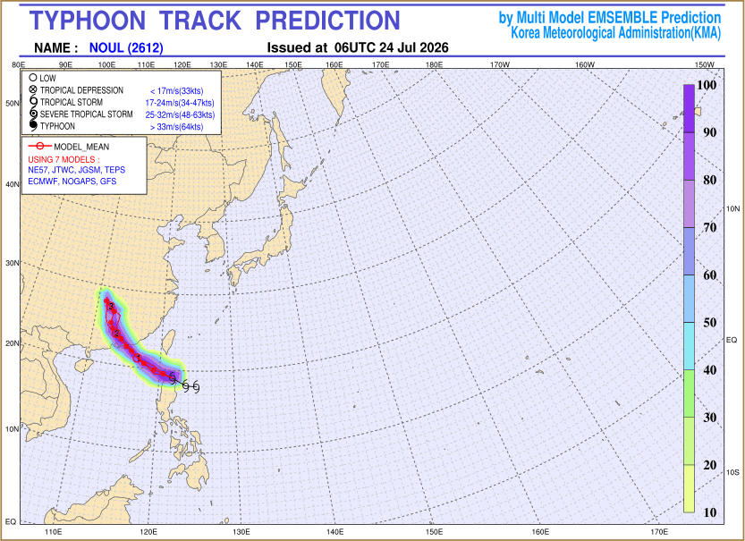 Typhoon track prediction image (Click to view other sized image.)