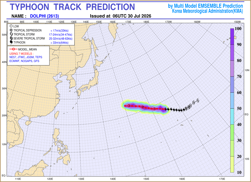 Typhoon track prediction image (Click to view other sized image.)