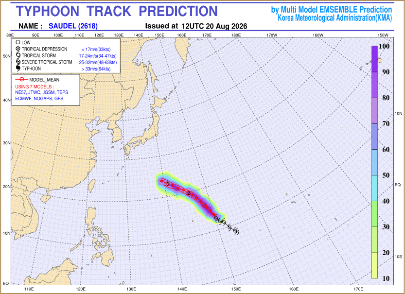 Typhoon track prediction image (Click to view other sized image.)