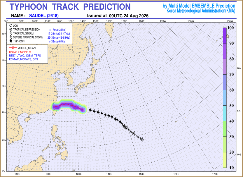 Typhoon track prediction image (Click to view other sized image.)