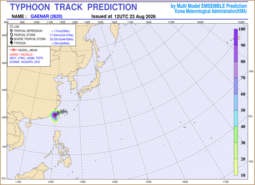 Typhoon track prediction image (Click to view other sized image.)