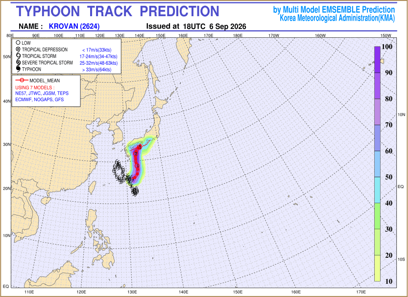 Typhoon track prediction image (Click to view other sized image.)