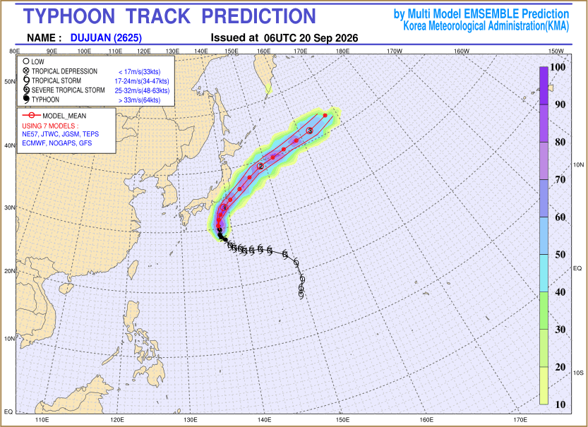 Typhoon track prediction image (Click to view other sized image.)