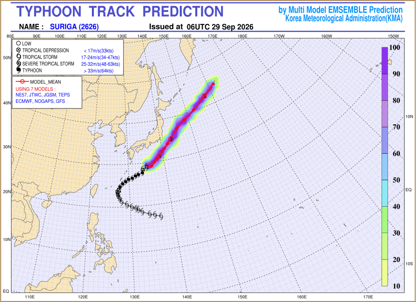Typhoon track prediction image (Click to view other sized image.)