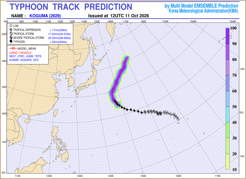 Typhoon track prediction image (Click to view other sized image.)