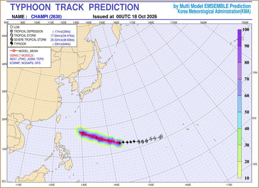 Typhoon track prediction image (Click to view other sized image.)