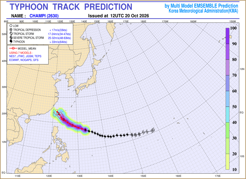 Typhoon track prediction image (Click to view other sized image.)