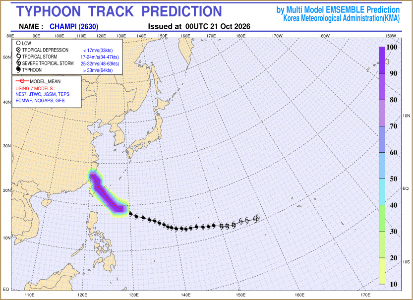 Typhoon track prediction image (Click to view other sized image.)
