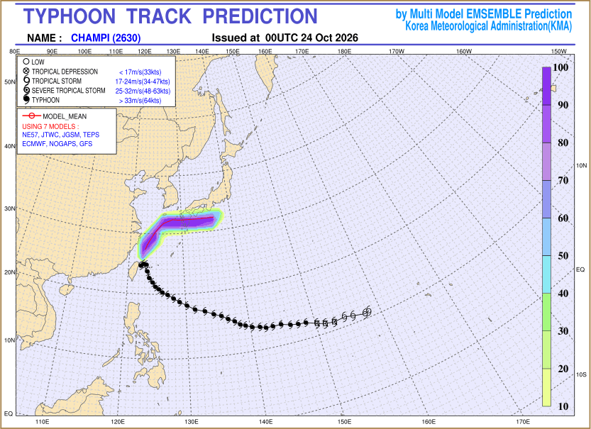 Typhoon track prediction image (Click to view other sized image.)