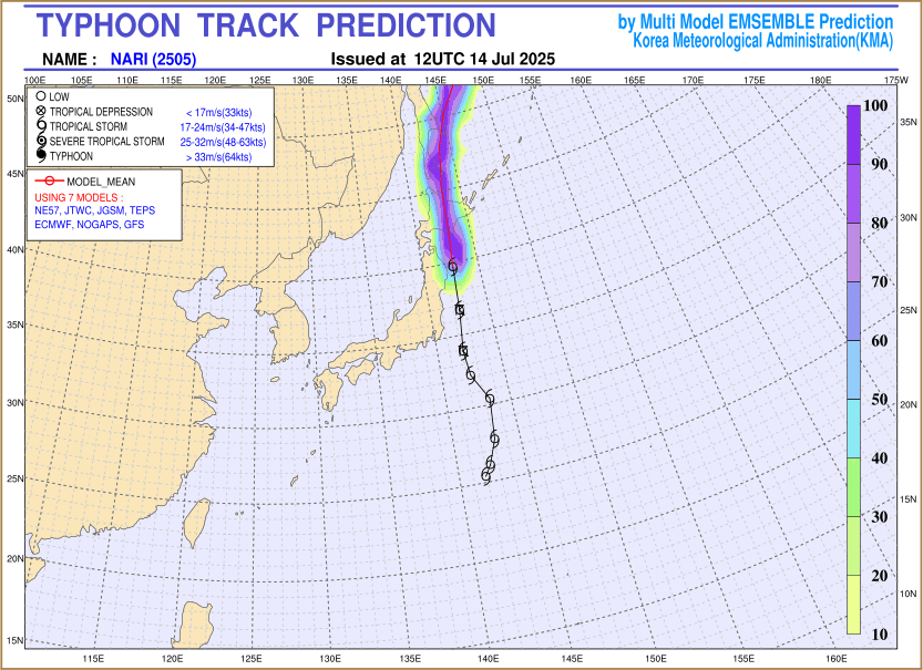Typhoon track prediction image (Click to view other sized image.)