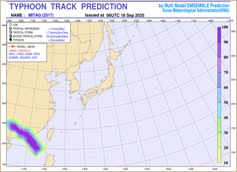 Typhoon track prediction image (Click to view other sized image.)