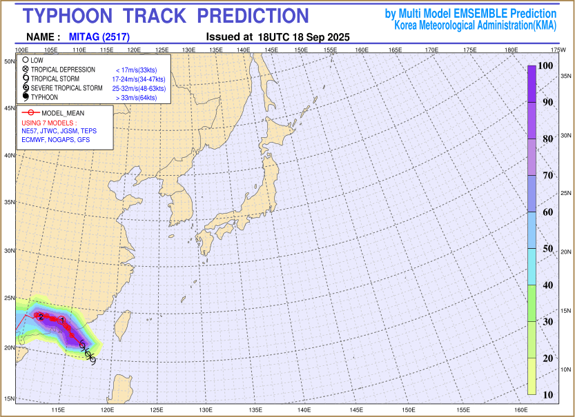 Typhoon track prediction image (Click to view other sized image.)