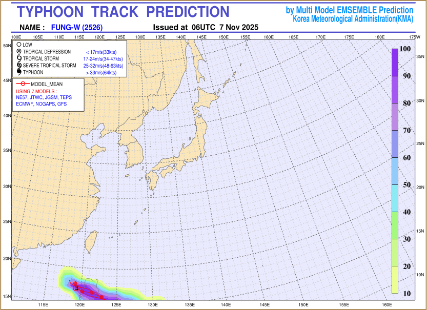 Typhoon track prediction image (Click to view other sized image.)