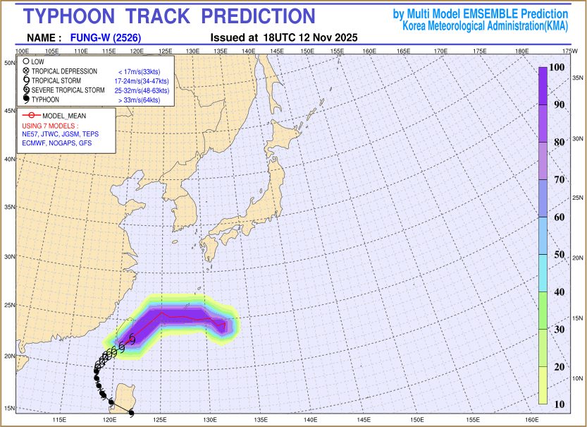 Typhoon track prediction image (Click to view other sized image.)