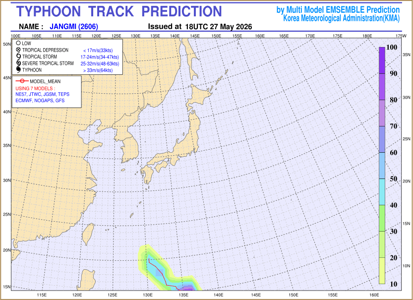 Typhoon track prediction image (Click to view other sized image.)