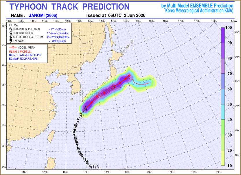 Typhoon track prediction image (Click to view other sized image.)