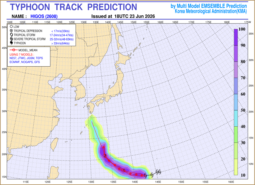 Typhoon track prediction image (Click to view other sized image.)