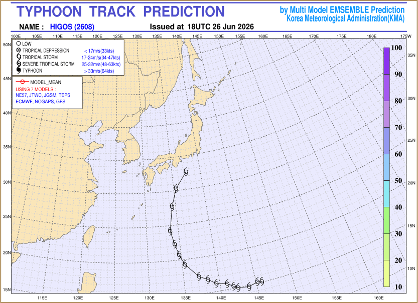 Typhoon track prediction image (Click to view other sized image.)
