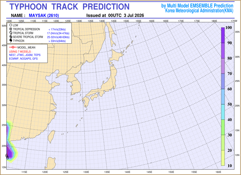 Typhoon track prediction image (Click to view other sized image.)