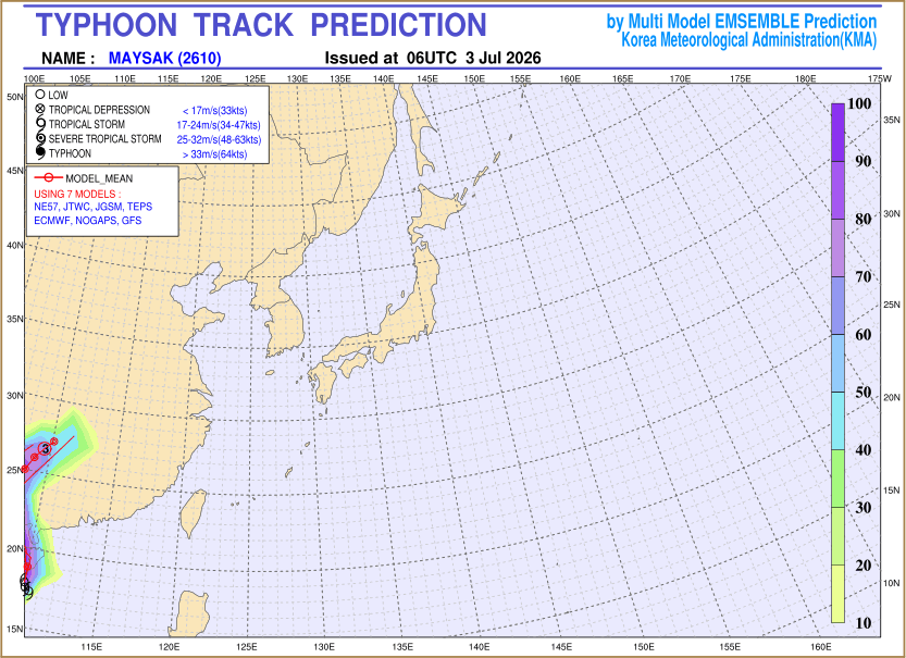 Typhoon track prediction image (Click to view other sized image.)