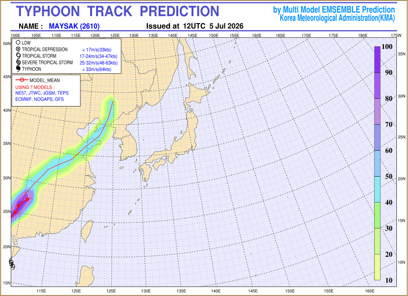 Typhoon track prediction image (Click to view other sized image.)