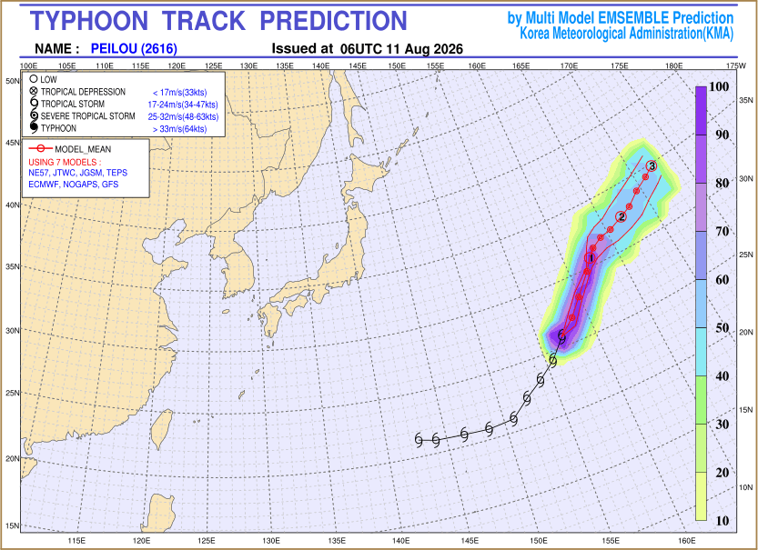 Typhoon track prediction image (Click to view other sized image.)