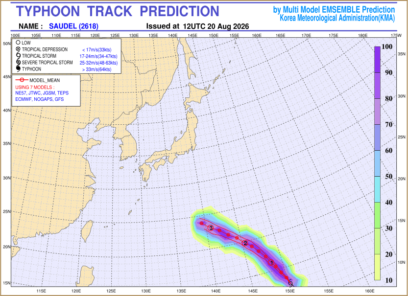 Typhoon track prediction image (Click to view other sized image.)