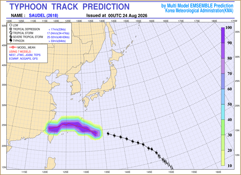 Typhoon track prediction image (Click to view other sized image.)